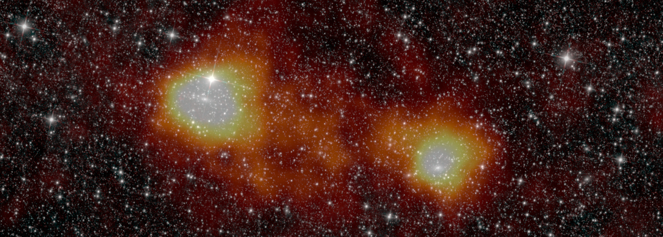 Image of stars and y-map of Abell 399 and Abell 401
